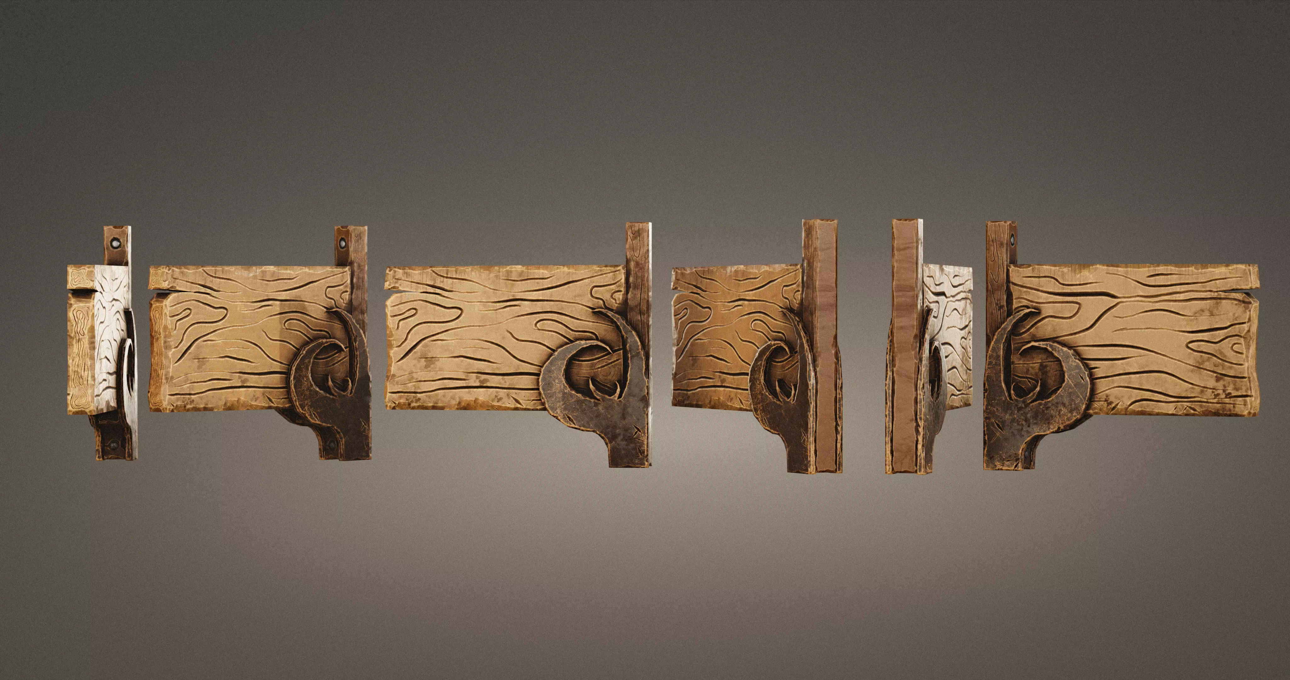 Stylized Medieval Signboards Game Ready Prop Pack 18 PEACES Low-poly 3D model_117