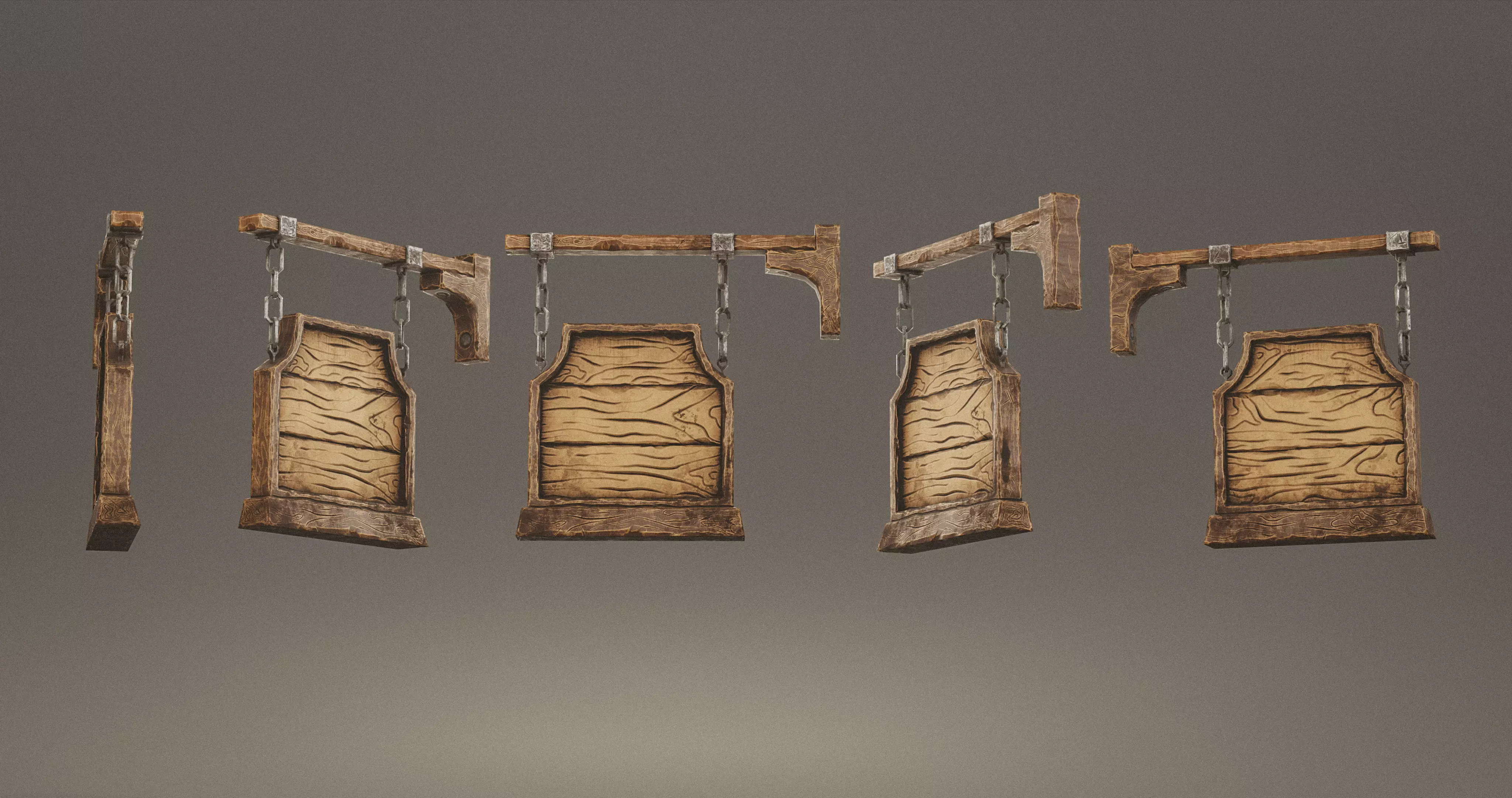 Stylized Medieval Signboards Game Ready Prop Pack 18 PEACES Low-poly 3D model_115