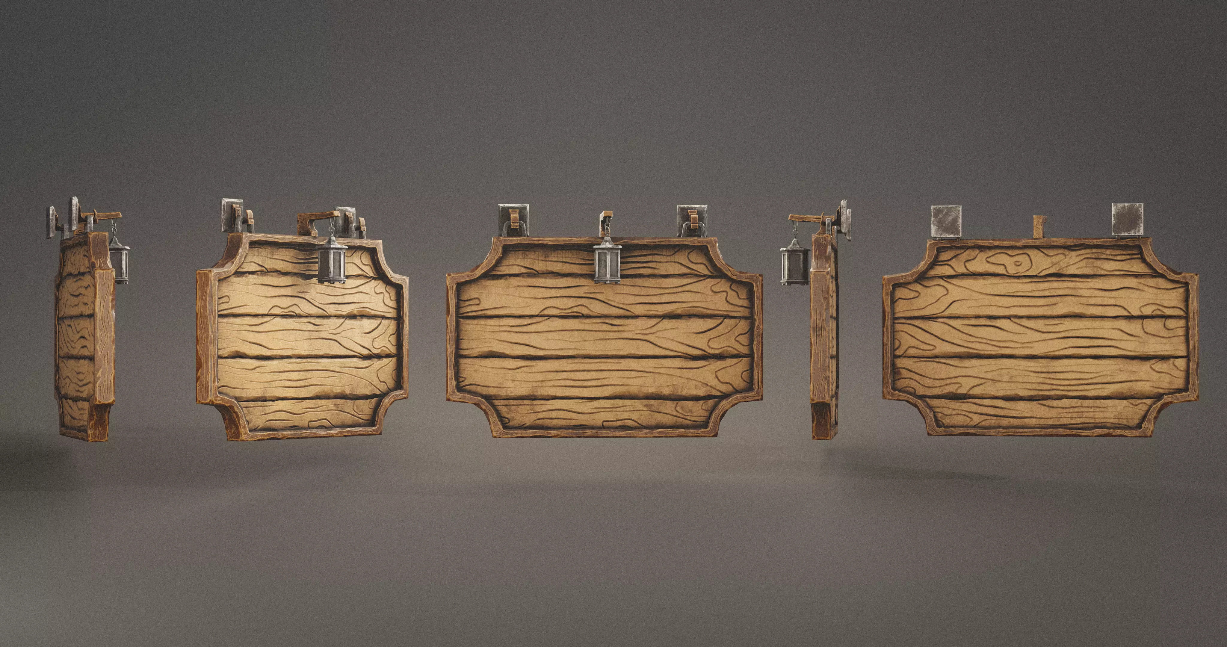 Stylized Medieval Signboards Game Ready Prop Pack 18 PEACES Low-poly 3D model_105