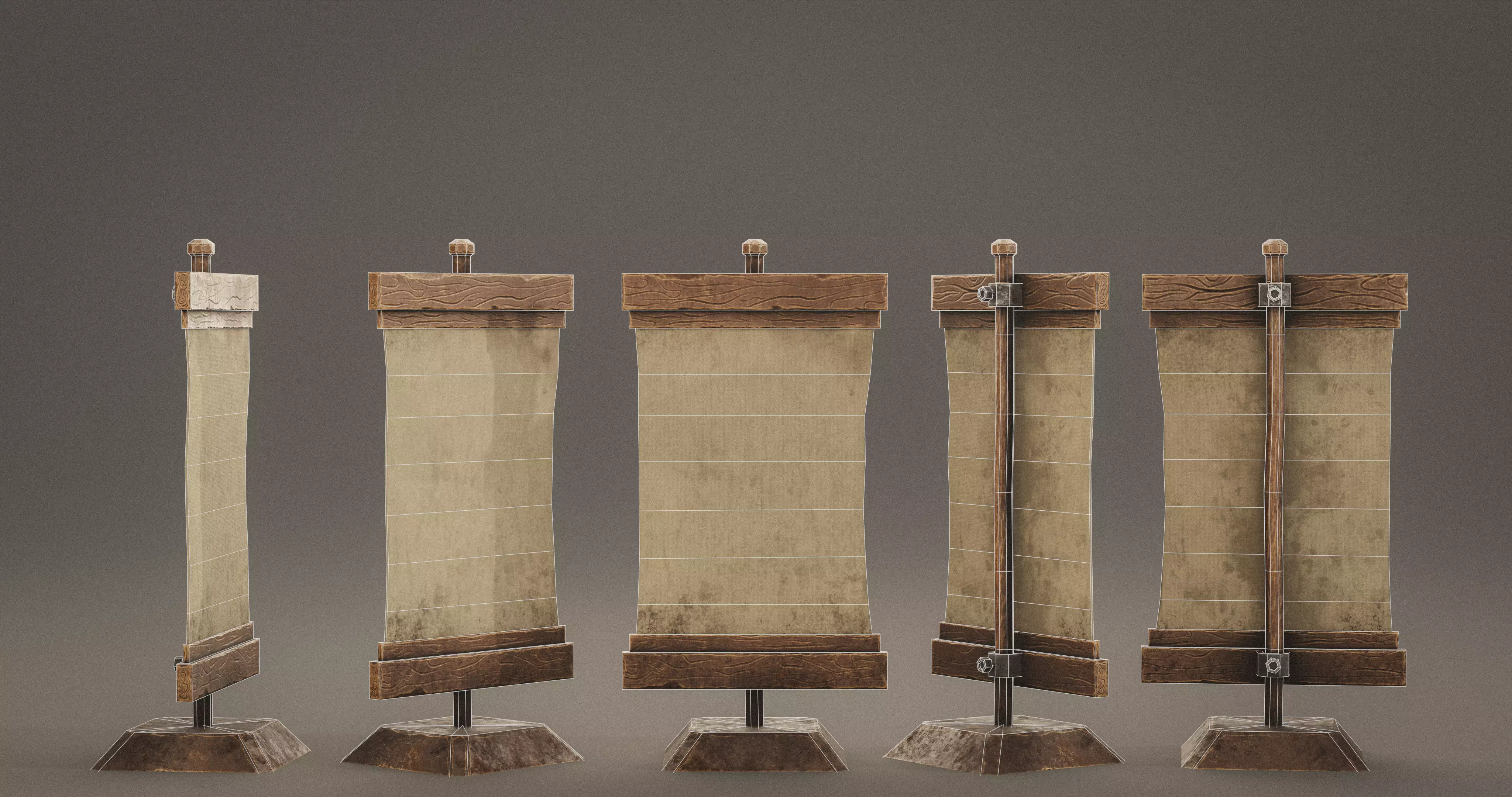 Stylized Medieval Signboards Game Ready Prop Pack 18 PEACES Low-poly 3D model_100