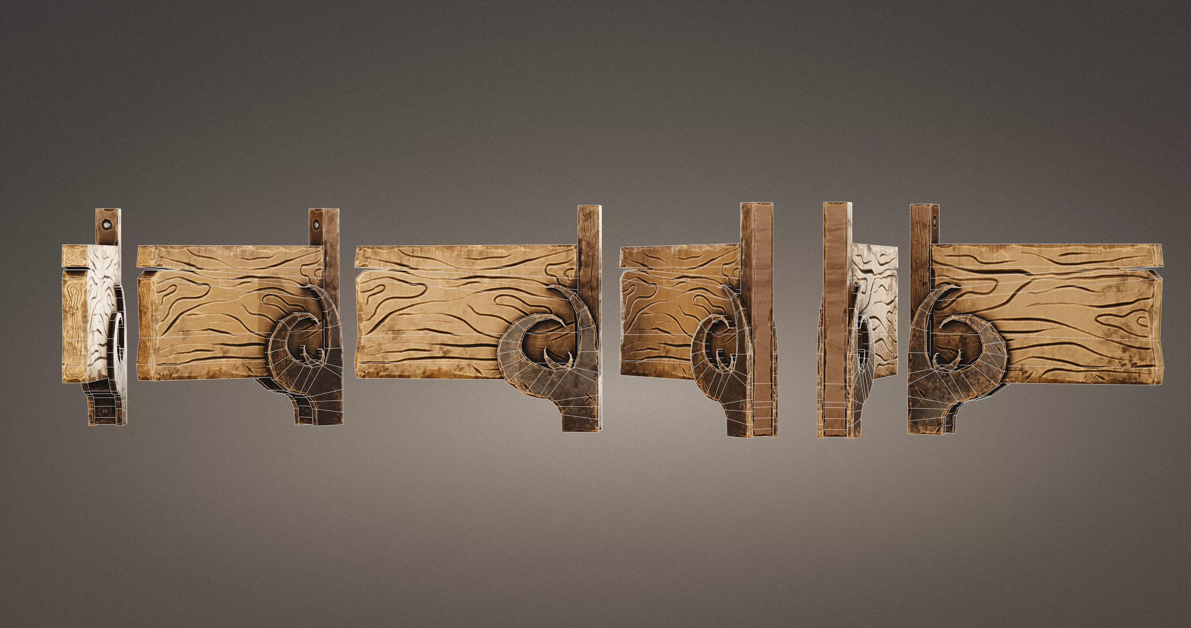 Stylized Medieval Signboards Game Ready Prop Pack 18 PEACES Low-poly 3D model_118