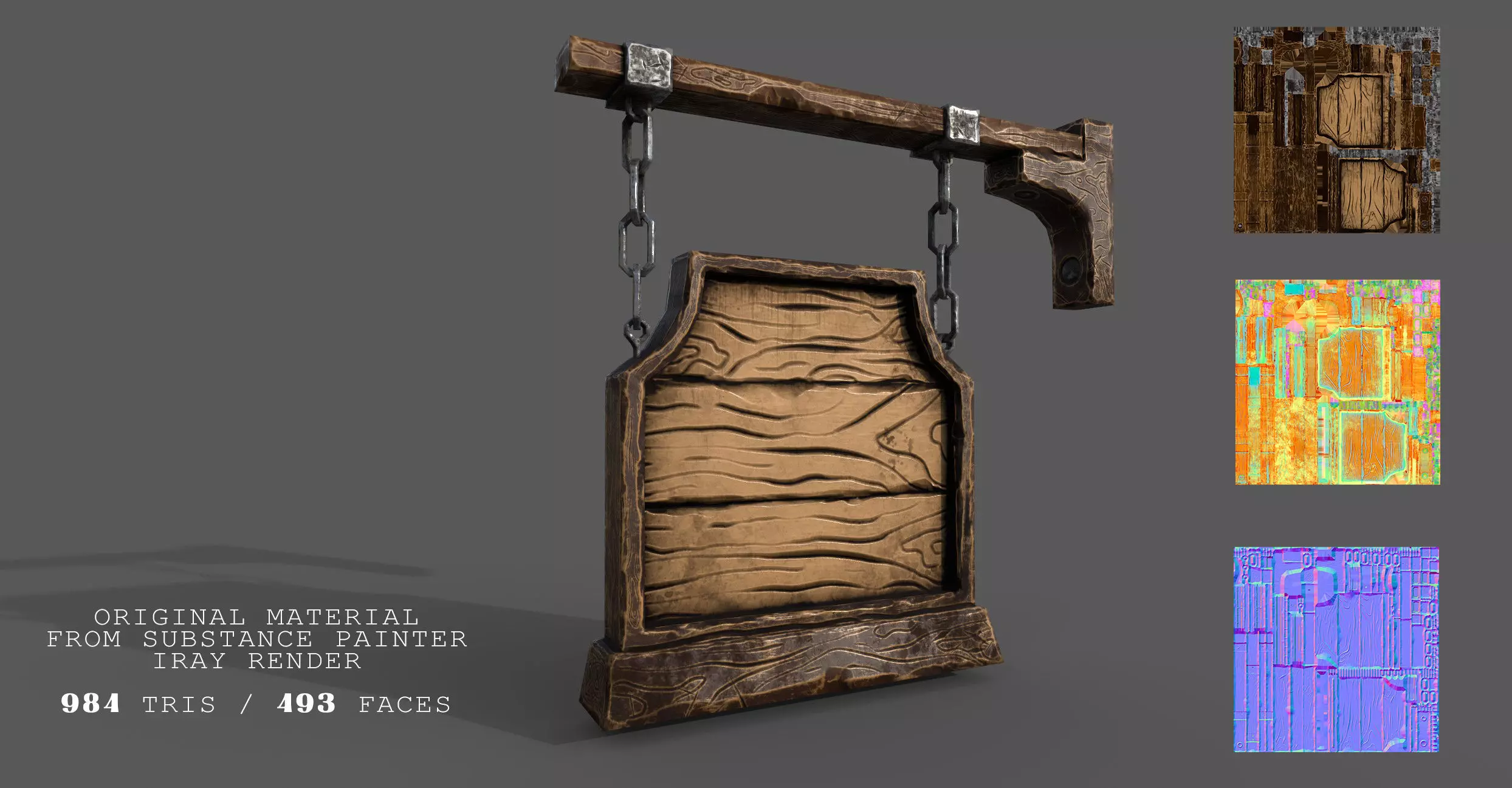 Stylized Medieval Signboards Game Ready Prop Pack 18 PEACES Low-poly 3D model_13