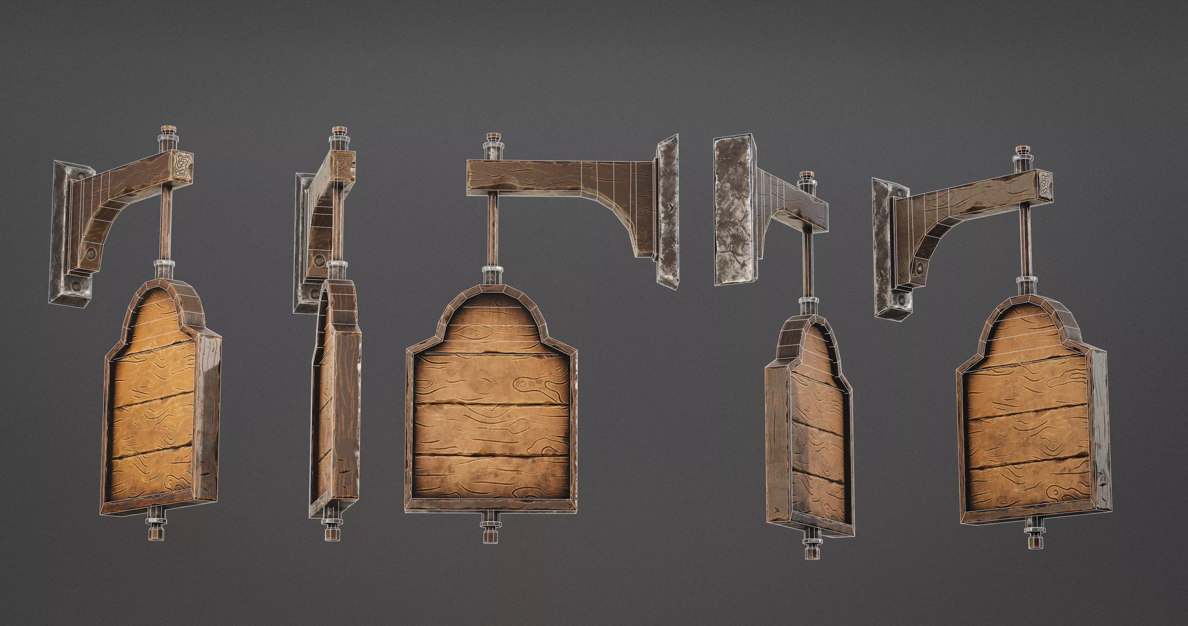 Stylized Medieval Signboards Game Ready Prop Pack 18 PEACES Low-poly 3D model_72