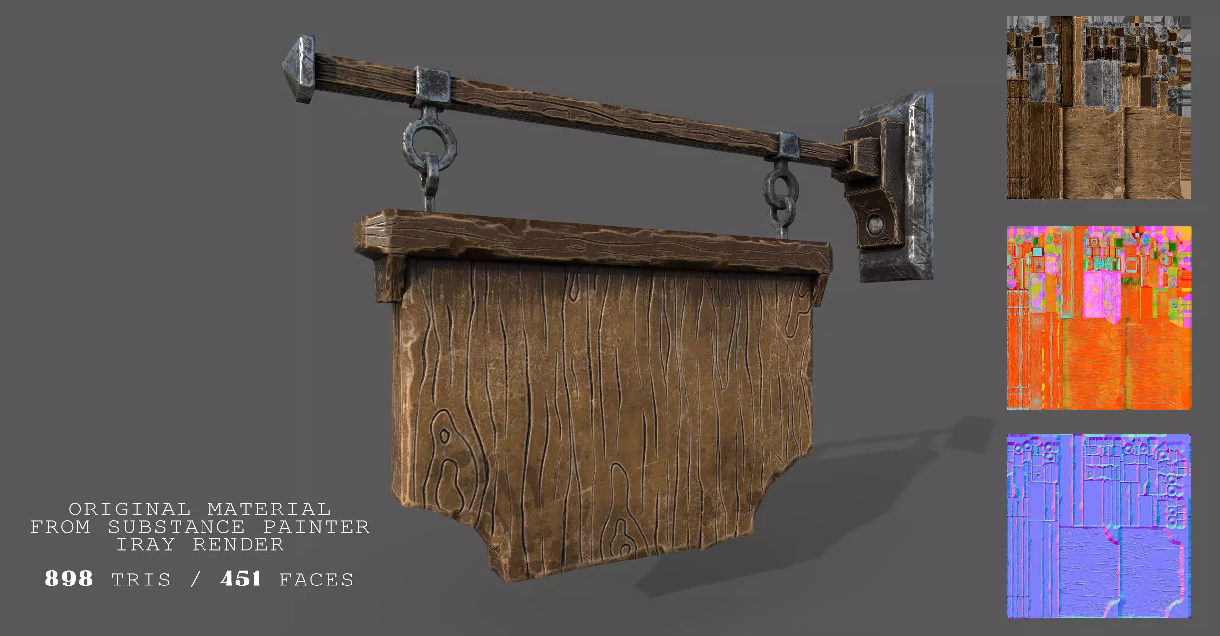 Stylized Medieval Signboards Game Ready Prop Pack 18 PEACES Low-poly 3D model_4