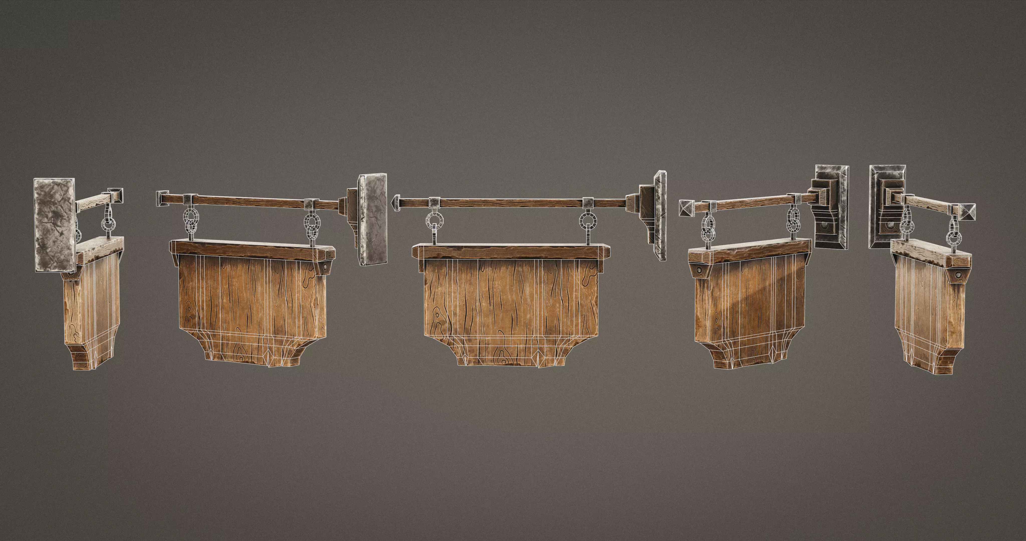 Stylized Medieval Signboards Game Ready Prop Pack 18 PEACES Low-poly 3D model_76