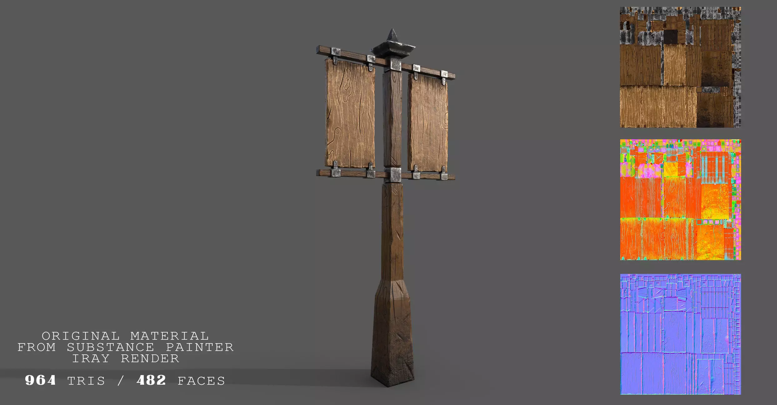 Stylized Medieval Signboards Game Ready Prop Pack 18 PEACES Low-poly 3D model_6