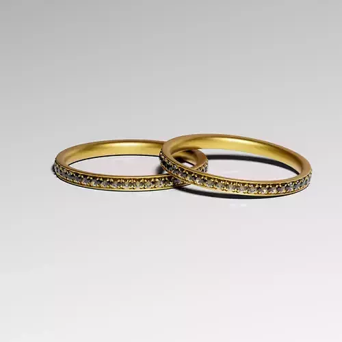 Gold Bangles 3D Model  Low-poly 3D model