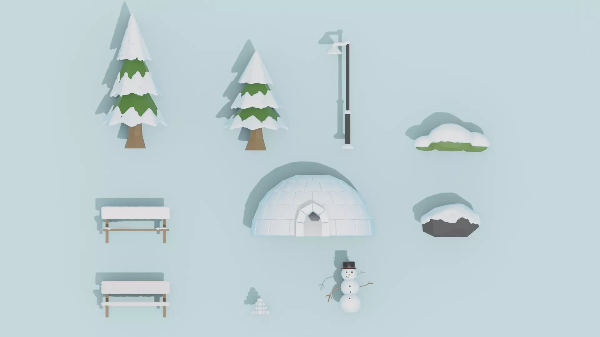 Low poly winter pack Low-poly 3D model_5