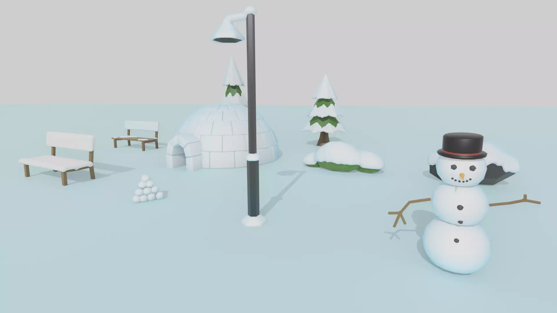 Low poly winter pack Low-poly 3D model_2