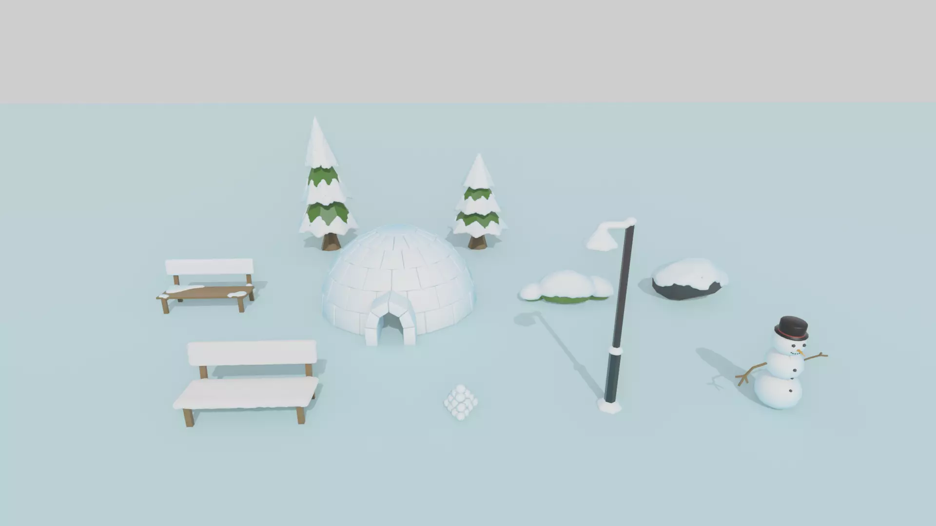 Low poly winter pack Low-poly 3D model_1