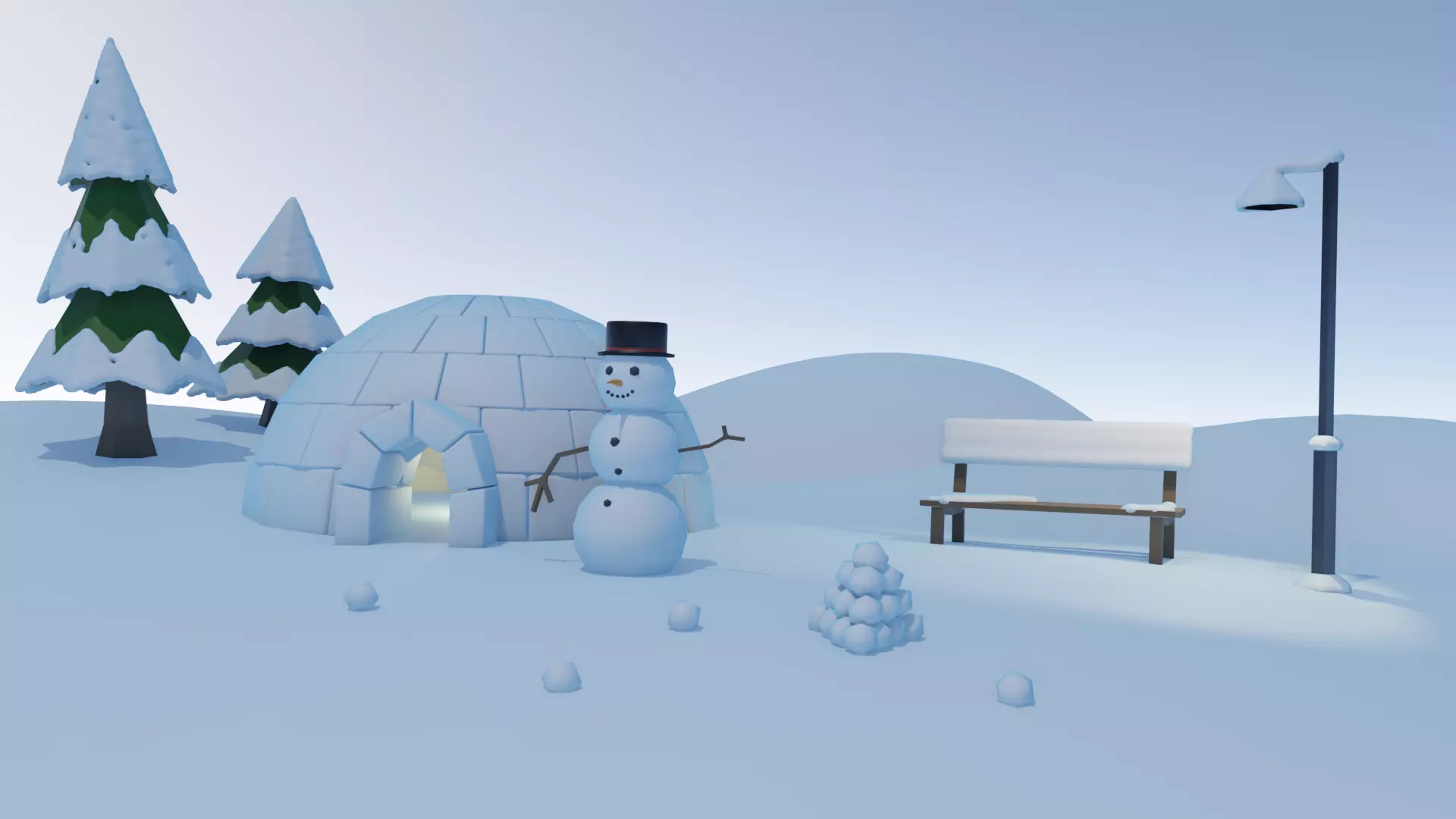 Low poly winter pack Low-poly 3D model_0