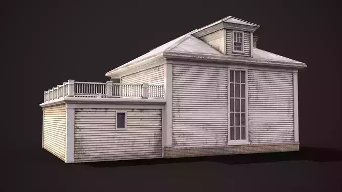 American House Colonial Style Low-poly 3D model 4