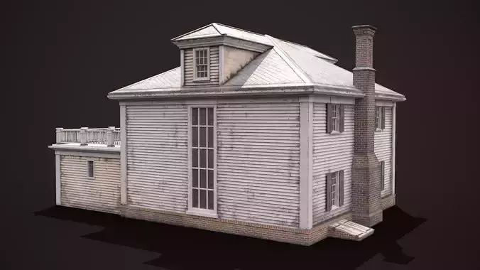 American House Colonial Style Low-poly 3D model 5