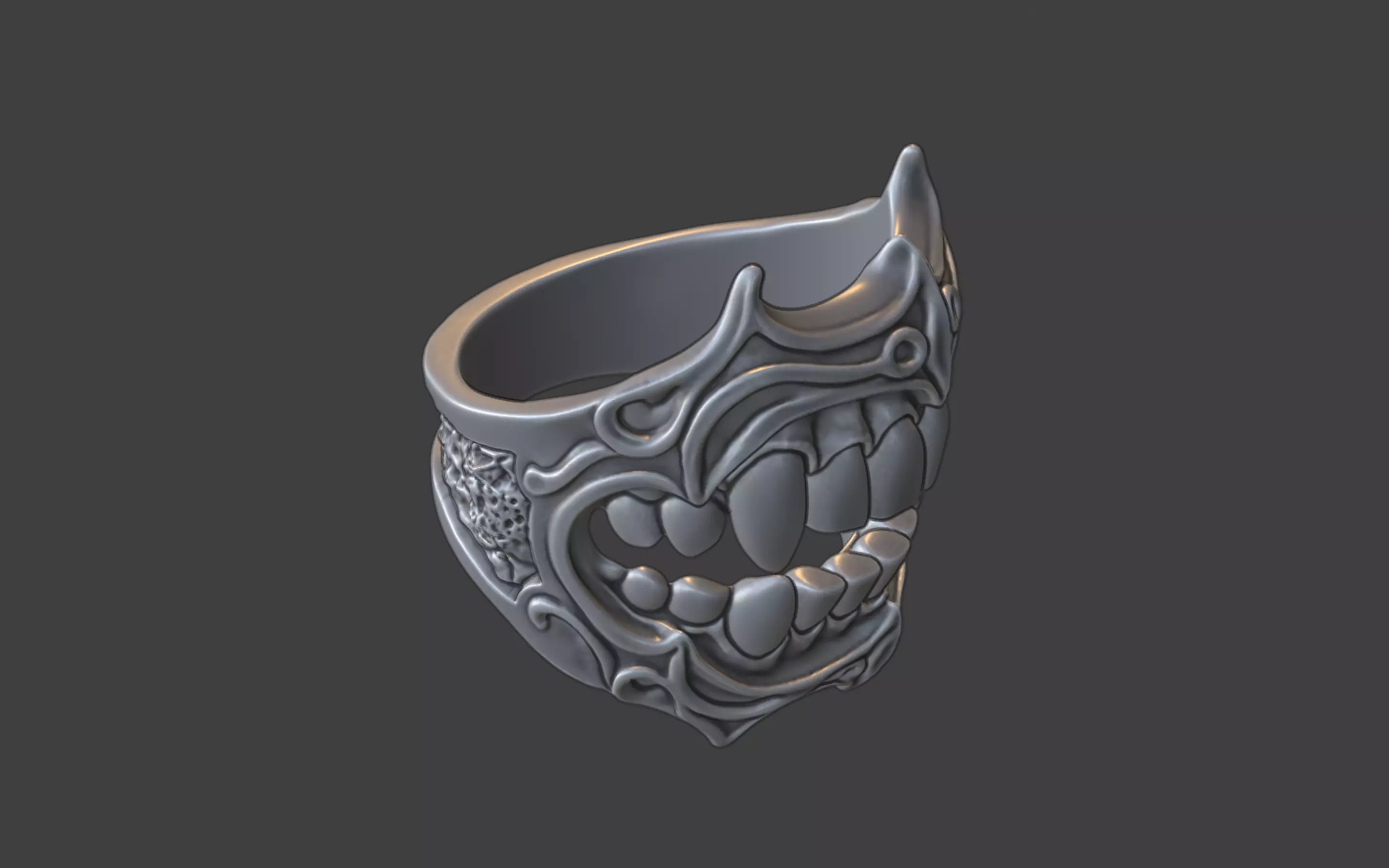 creepy teeth ring 3D print model_10