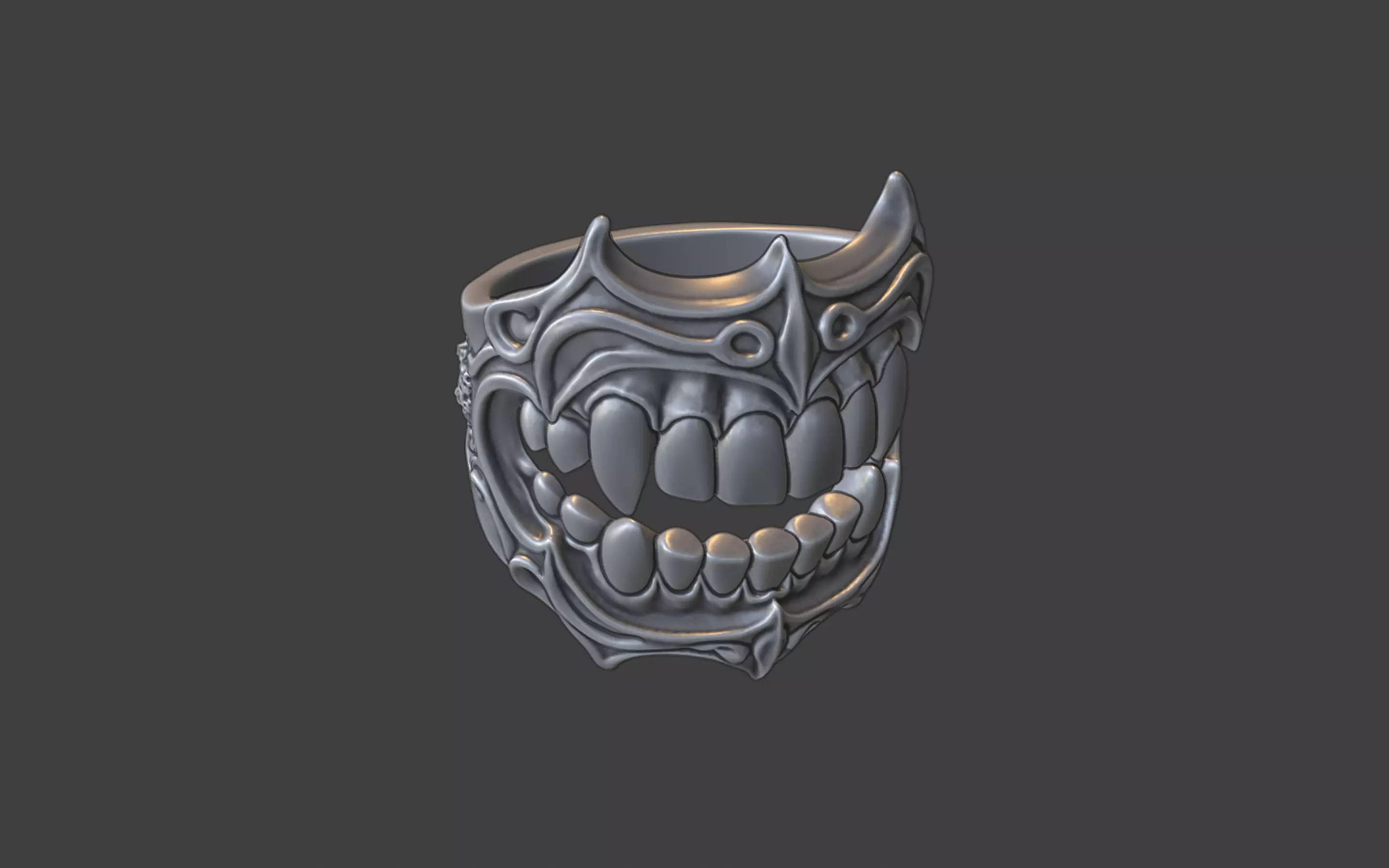 creepy teeth ring 3D print model_13