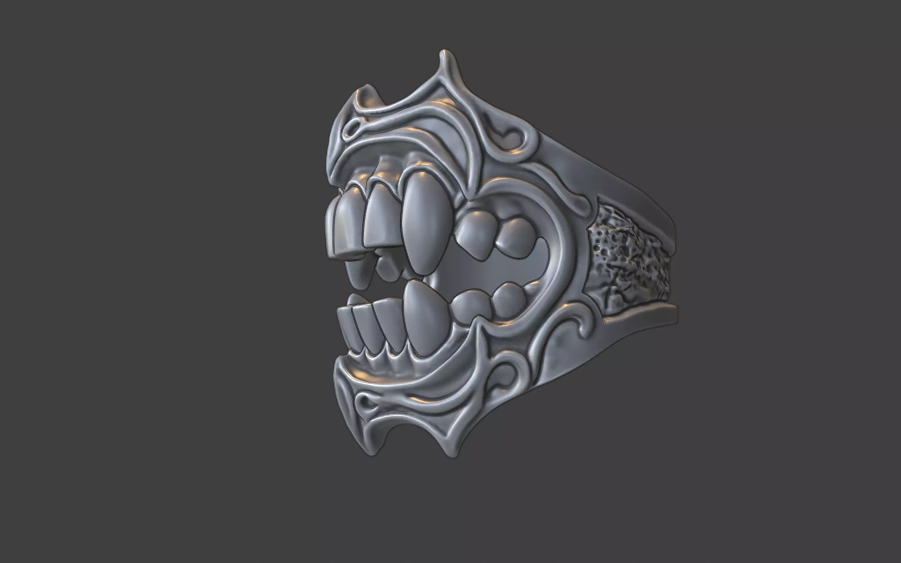 creepy teeth ring 3D print model_2