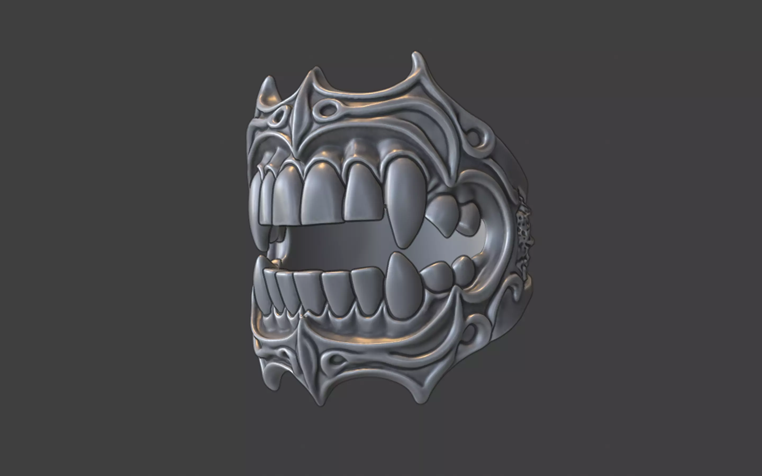 creepy teeth ring 3D print model_0