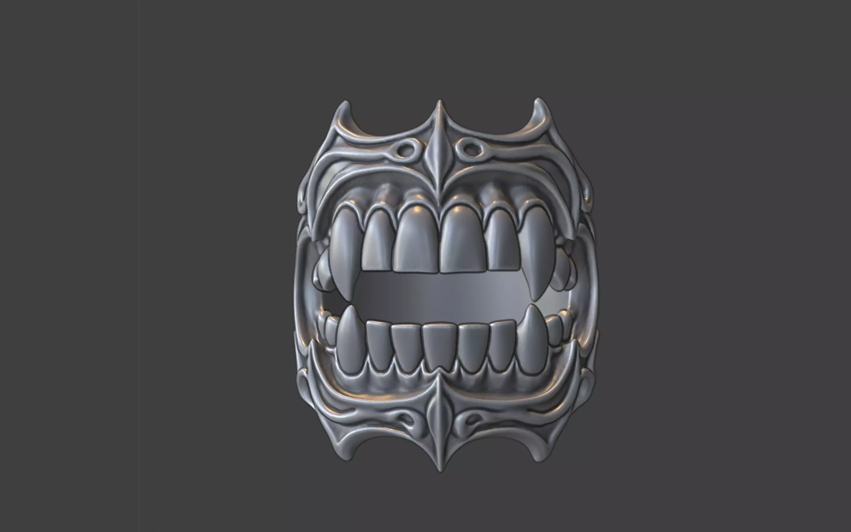 creepy teeth ring 3D print model_21