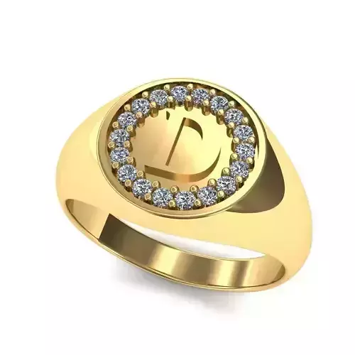 Anel chevalier cravado letra D