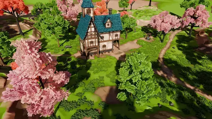 Medieval House 11 With Environment 3D model 4