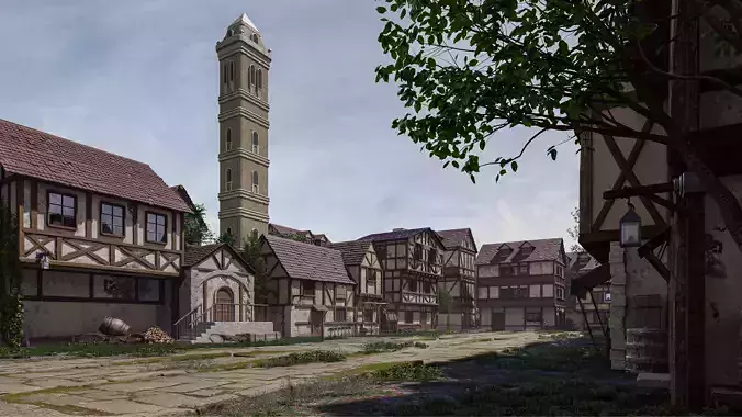 Medieval Houses 3D model 3