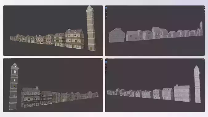 Medieval Houses 3D model 5