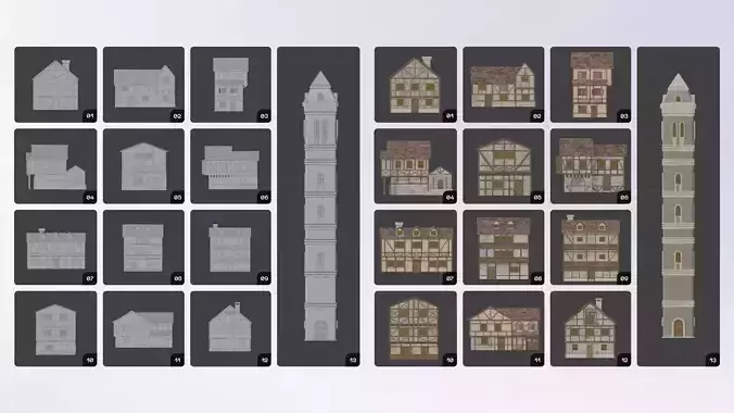 Medieval Houses 3D model 4