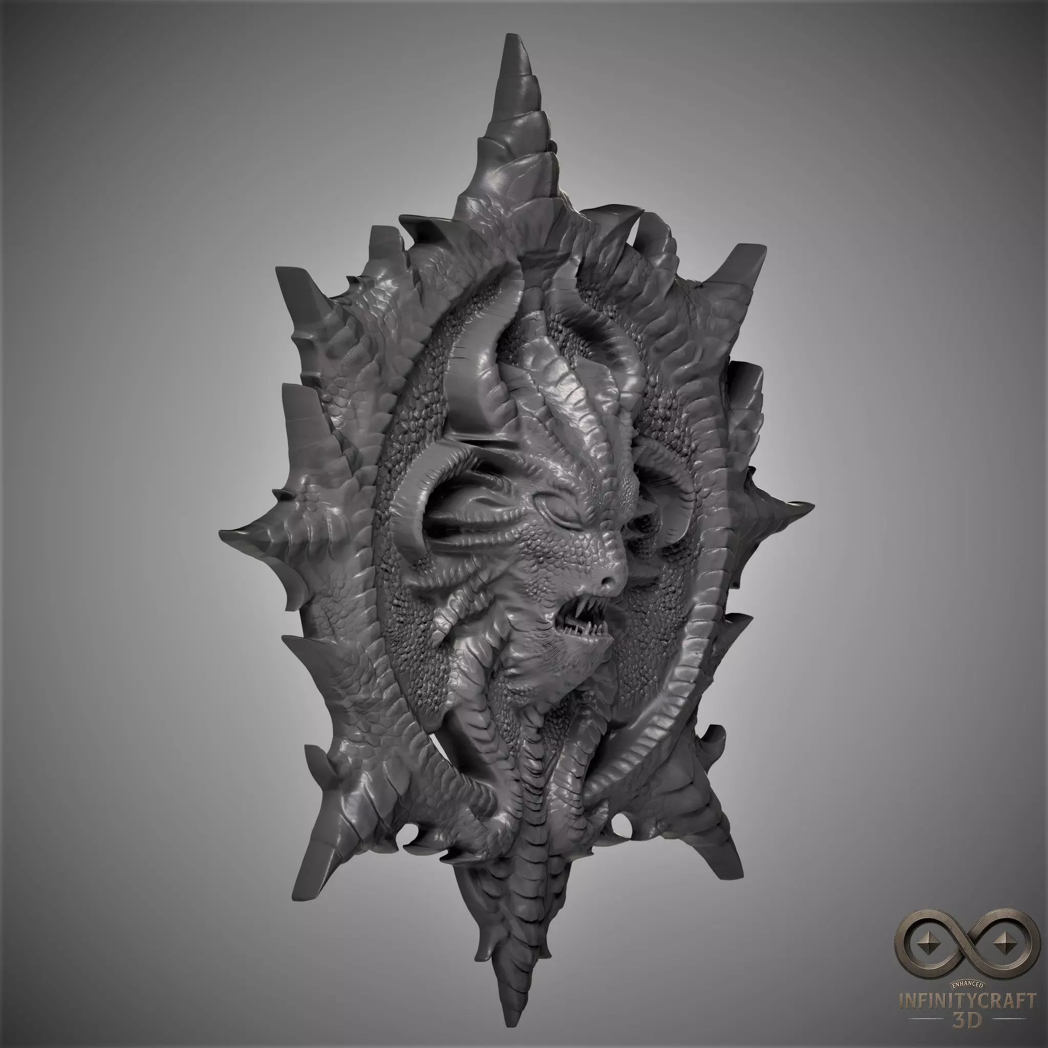 Dragon Head Relief No23 STL file for 3d printing or CNC Free 3D print model