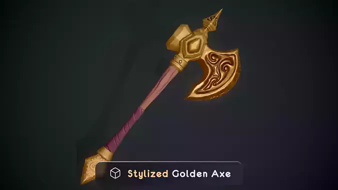 Stylized Golden Axe Low Poly PBR Game Ready