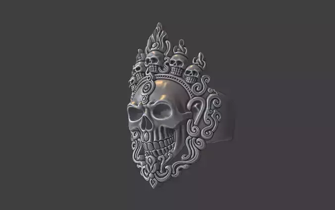 tibetan skull wrathfull god face ring 