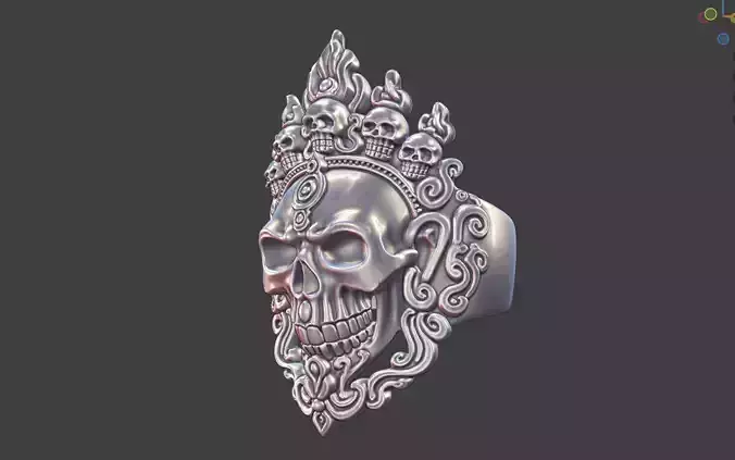 tibetan skull wrathfull god face ring 