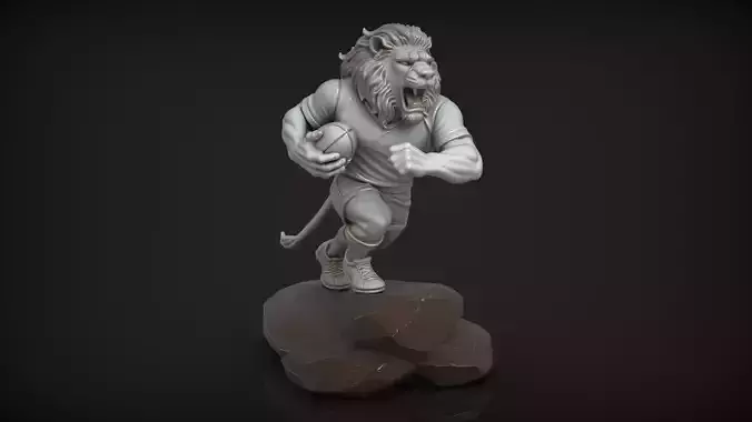 Lion Rugby Player Miniature Figurine Tabletop Display