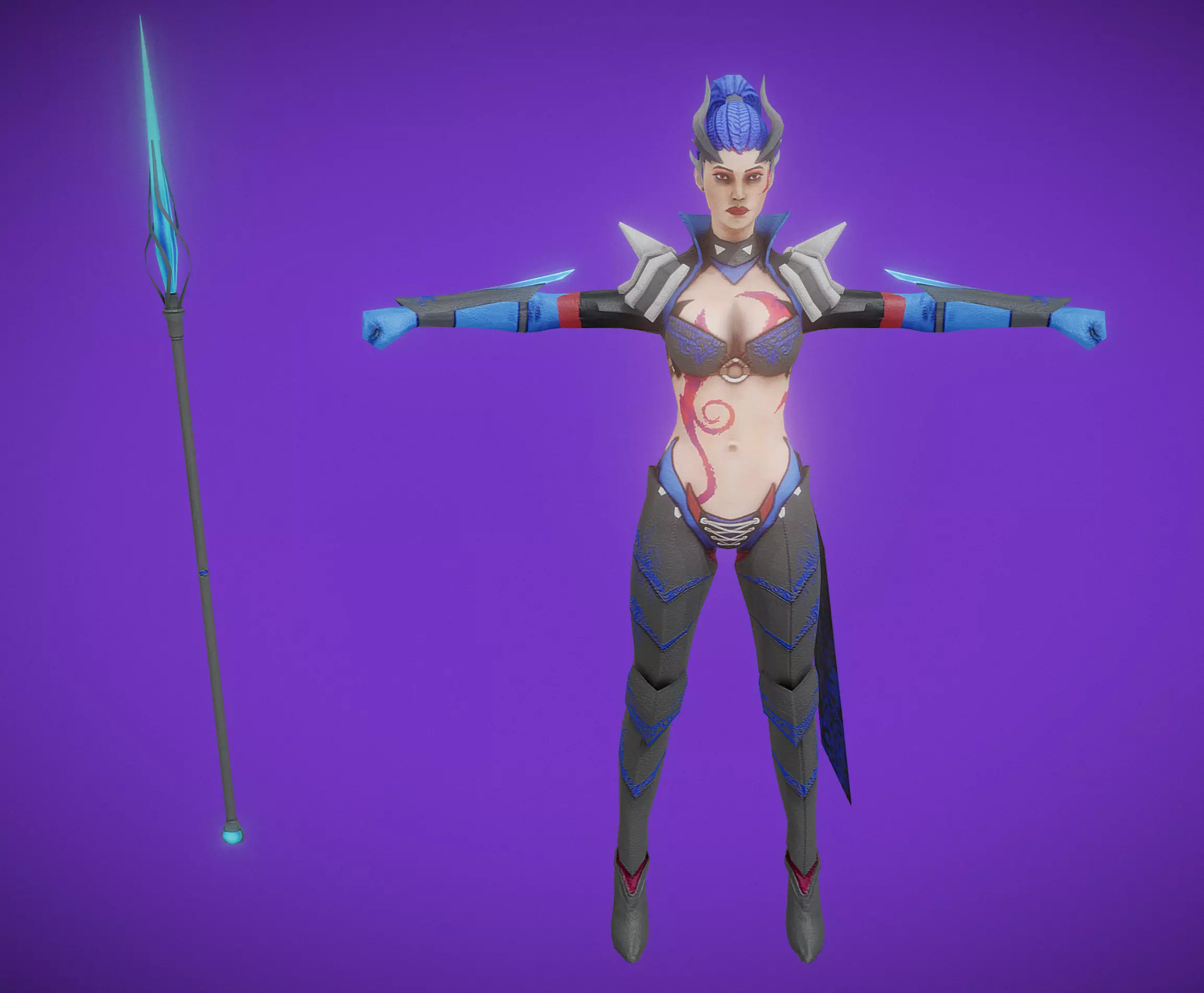 Assasin female warrior Low-poly 3D model_0