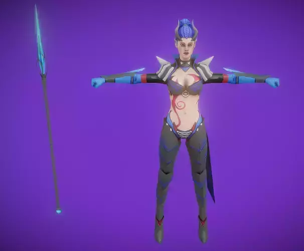 Assasin female warrior Low-poly 3D model