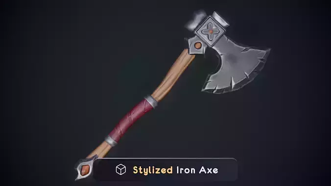 Stylized Iron Axe Low Poly PBR Game Ready
