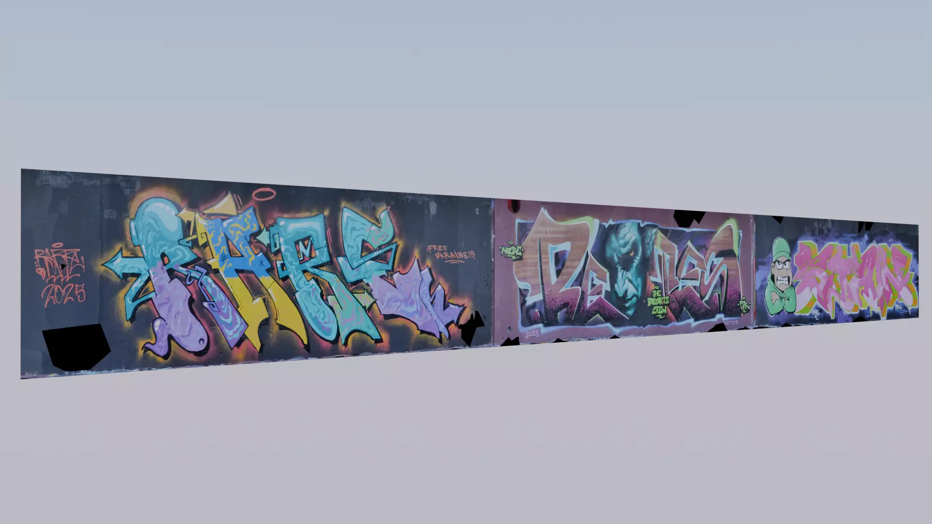 Big graffiti wall V 3D model_3