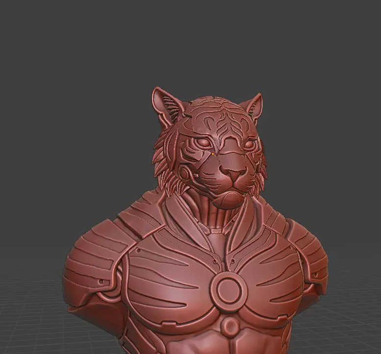 Cyberpunk Tiger  Armored Futuristic 3D Printable Statue 3D print model_14