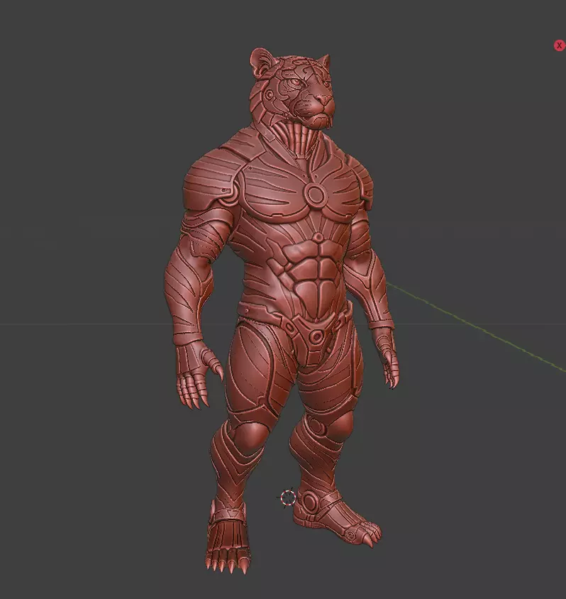 Cyberpunk Tiger  Armored Futuristic 3D Printable Statue 3D print model_3