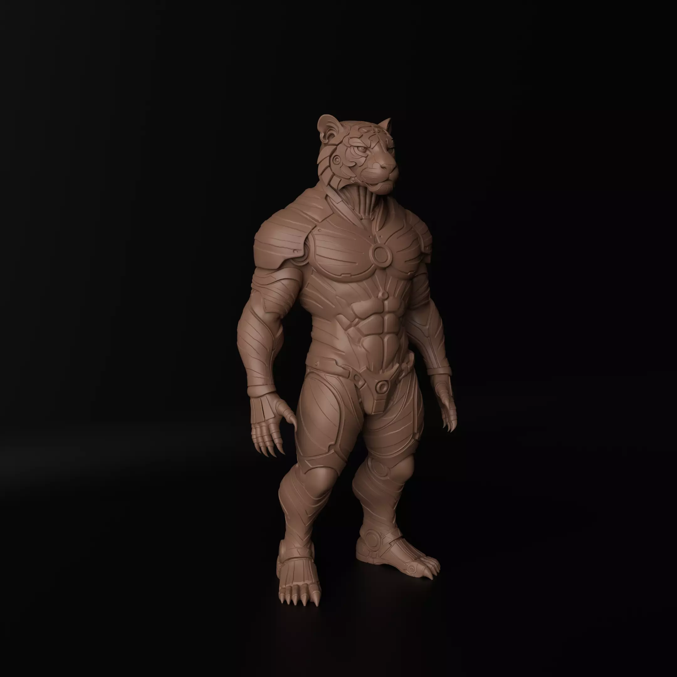 Cyberpunk Tiger  Armored Futuristic 3D Printable Statue 3D print model_2