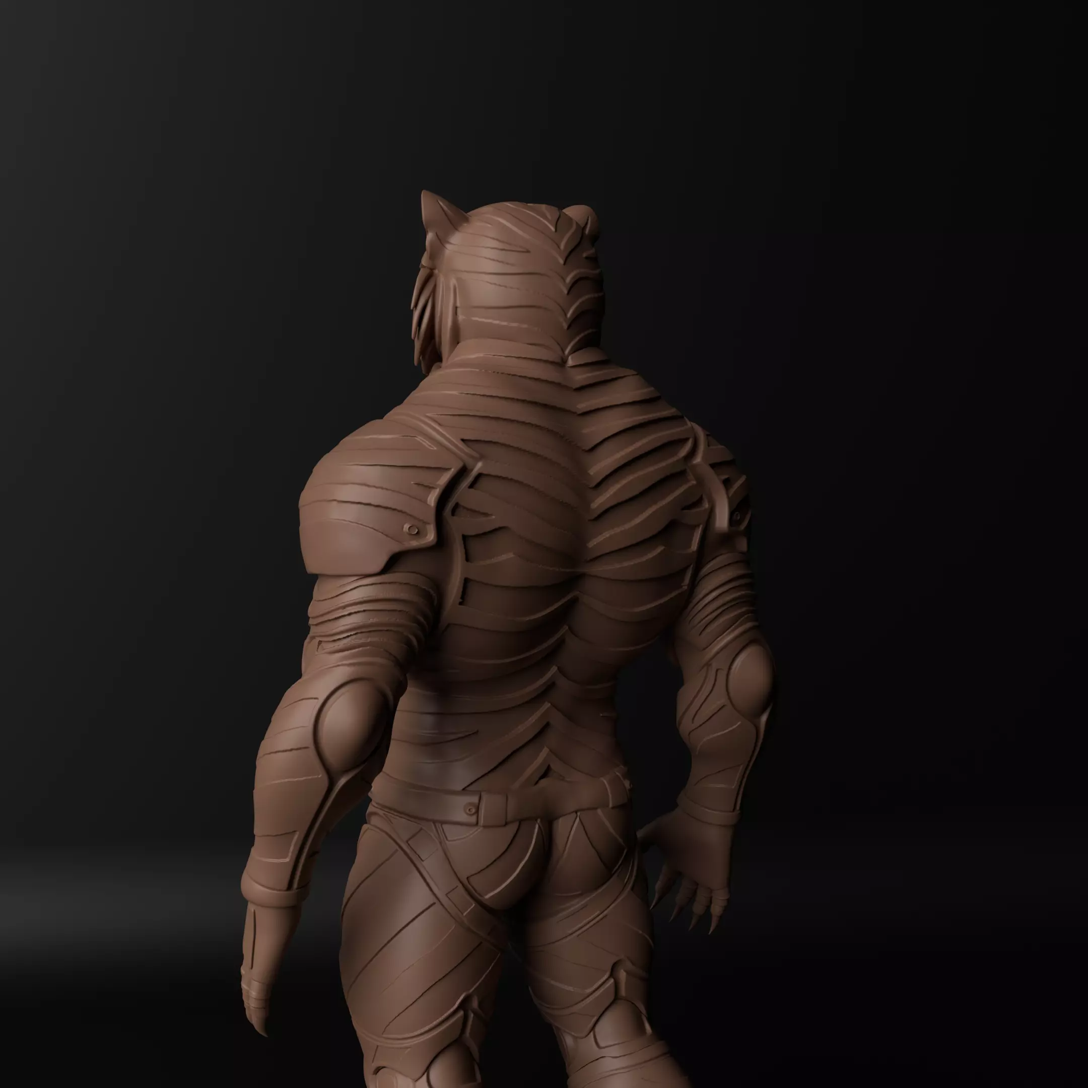 Cyberpunk Tiger  Armored Futuristic 3D Printable Statue 3D print model_6