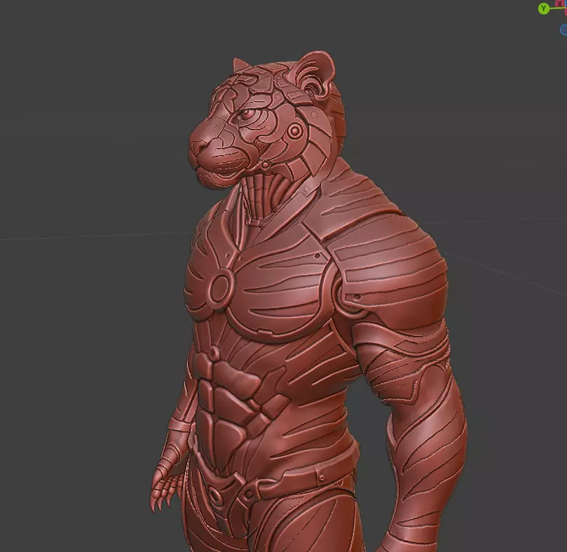 Cyberpunk Tiger  Armored Futuristic 3D Printable Statue 3D print model_7