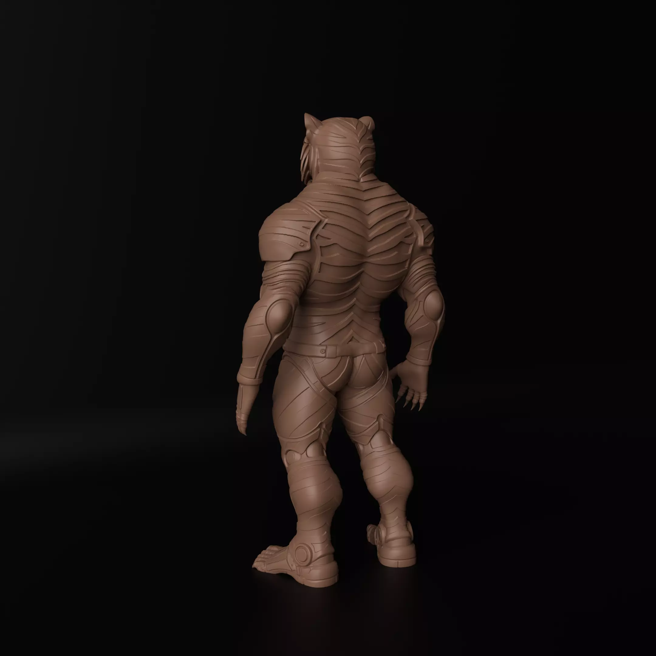 Cyberpunk Tiger  Armored Futuristic 3D Printable Statue 3D print model_4
