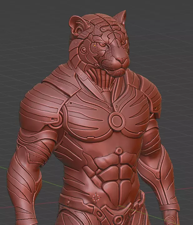 Cyberpunk Tiger  Armored Futuristic 3D Printable Statue 3D print model_8