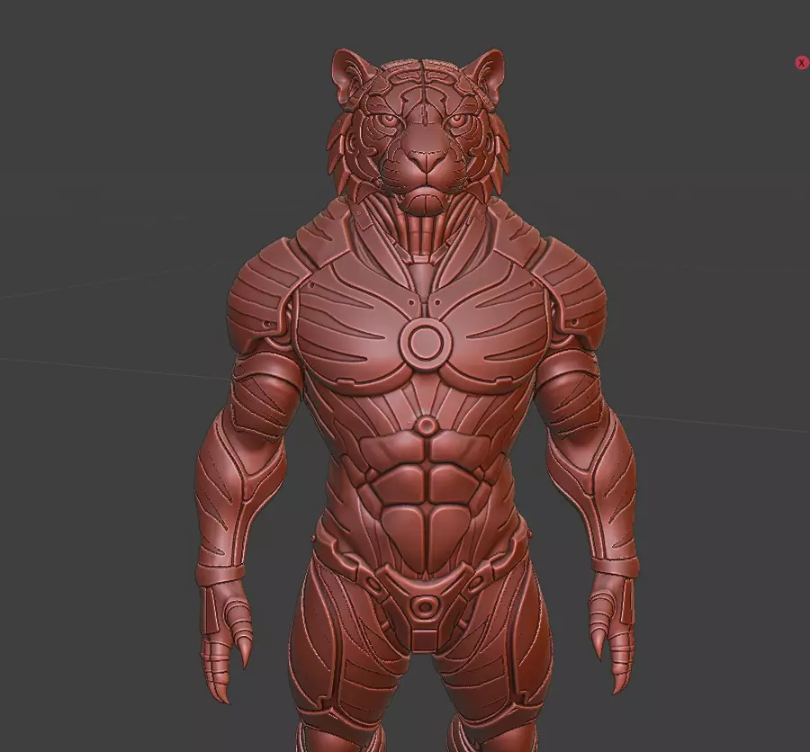 Cyberpunk Tiger  Armored Futuristic 3D Printable Statue 3D print model_0