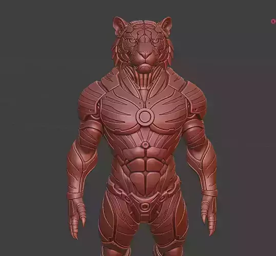 Cyberpunk Tiger  Armored Futuristic 3D Printable Statue