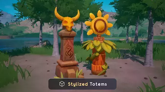 Stylized Totems Duo Low Poly PBR
