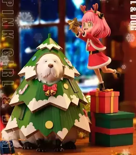 anya chrismas and dog 3D print model
