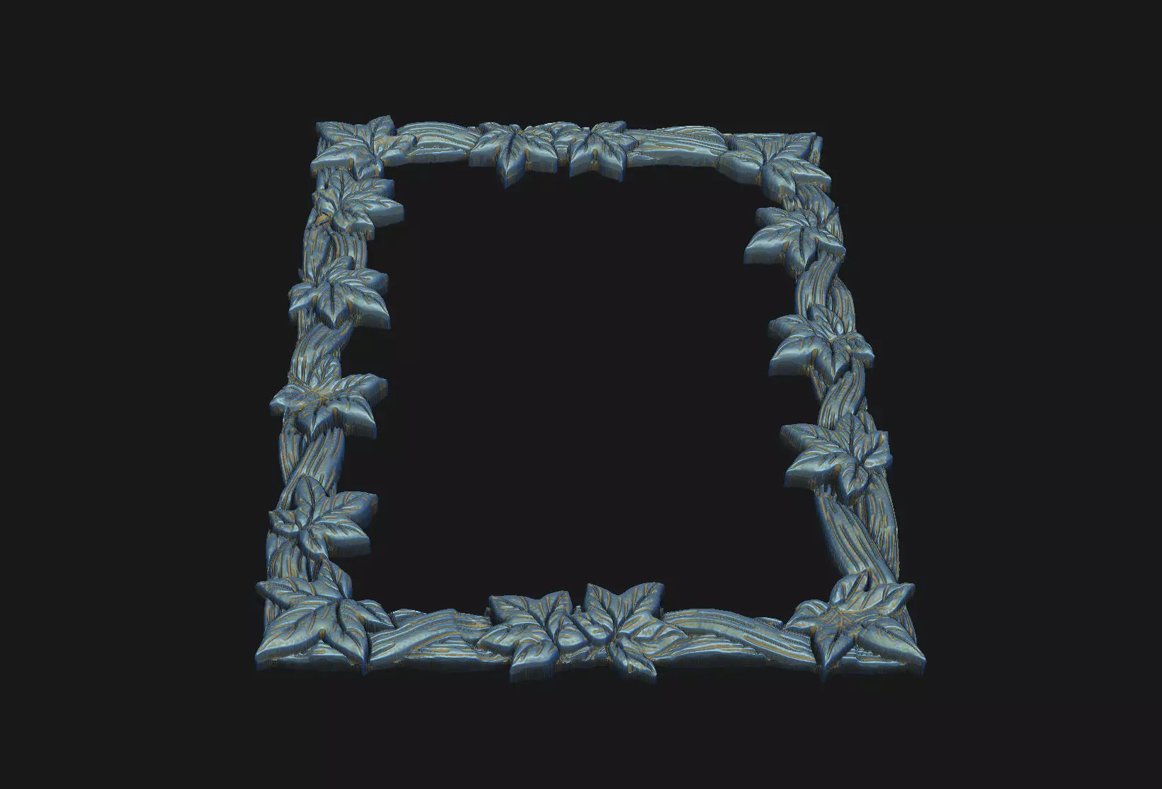 wood mirror frame leave nature carve oak maple winter design 3D print model_7