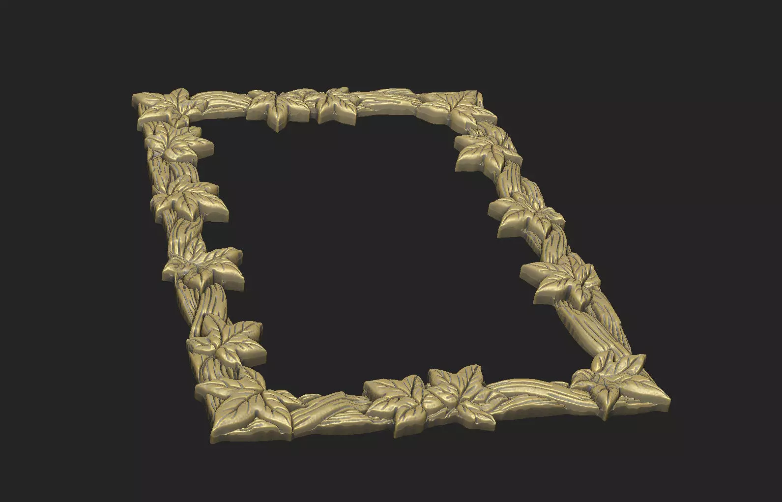 wood mirror frame leave nature carve oak maple winter design 3D print model_2