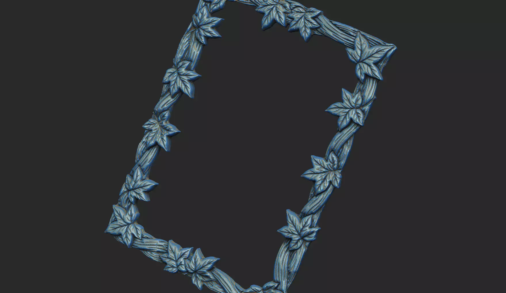 wood mirror frame leave nature carve oak maple winter design 3D print model_5